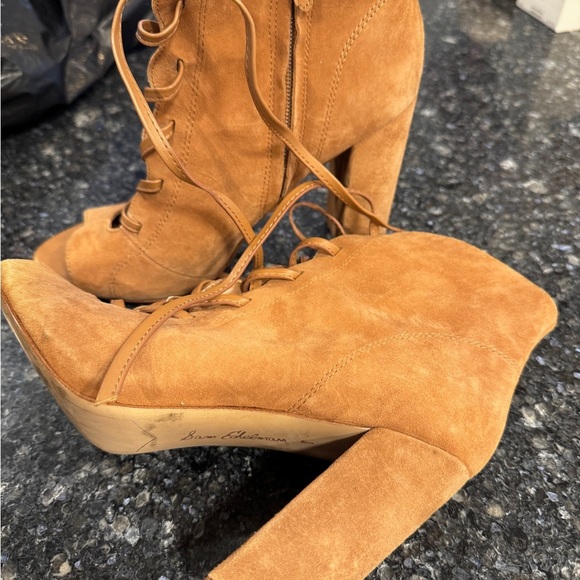 Sam Edelman Brown Lace-Up Peep-Toe Boots - Picture 2 of 2